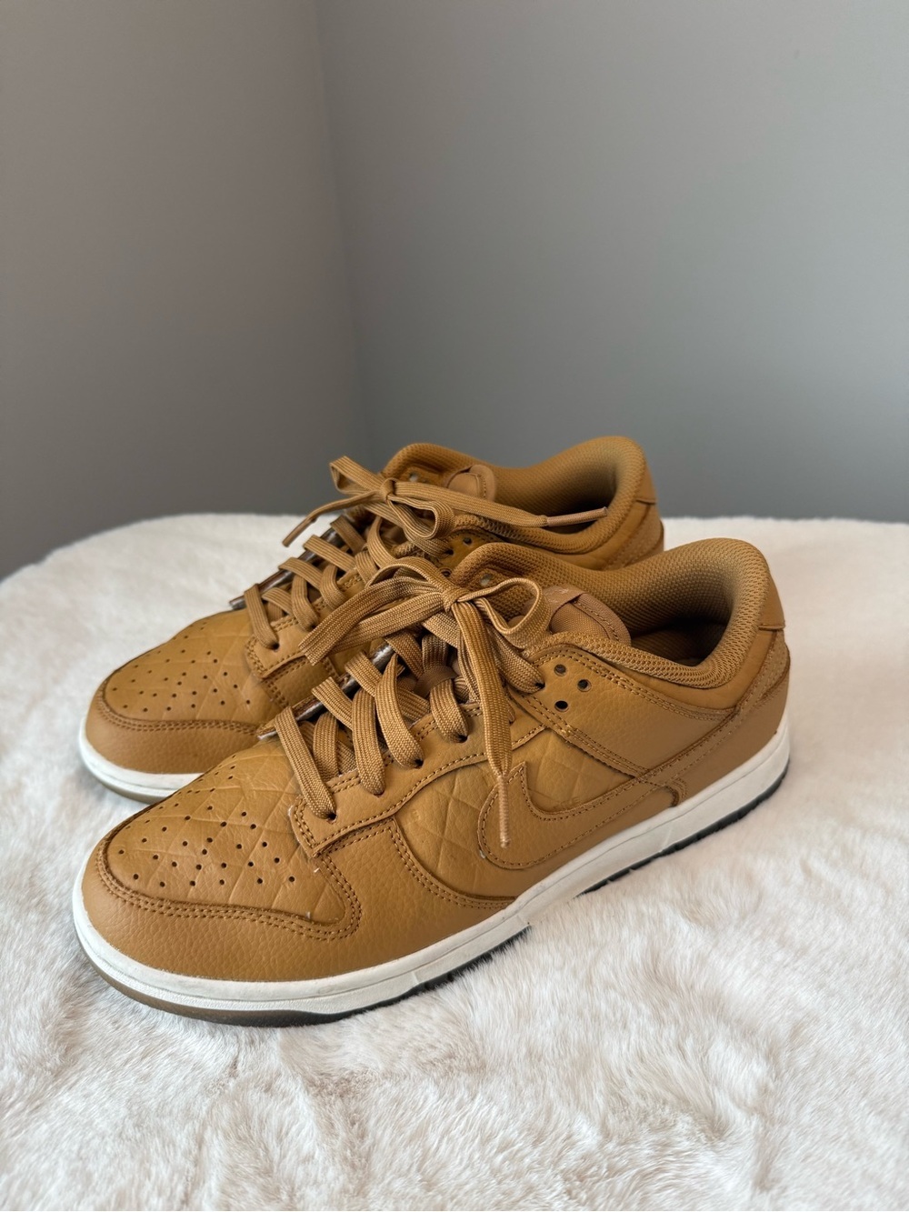 Nike Women’s Dunk Low Quilted Wheat Tan Leather Sneakers DX3374-700